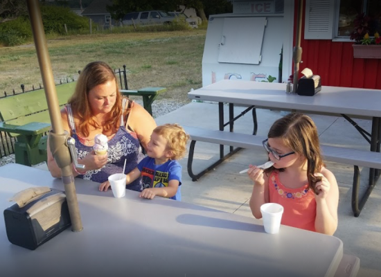 Enjoying Daddy Franks fast food with the toddlers